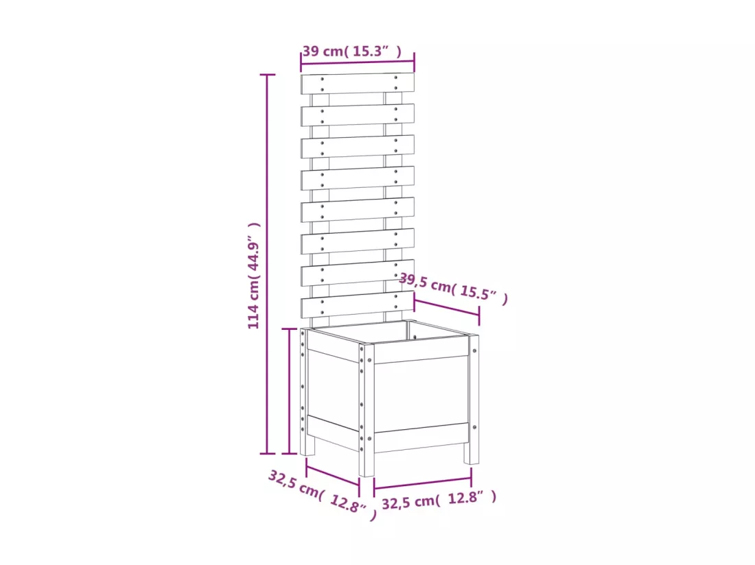 Jardinière avec support 39x39,5x114 bois massif douglas
