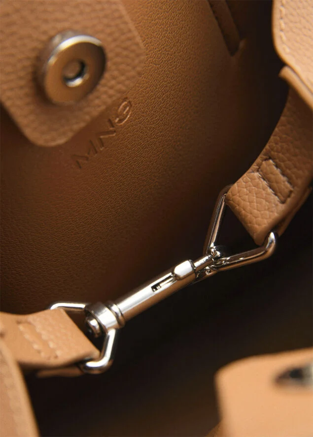 MANGO Pebbled effect shopper bag Medium brown