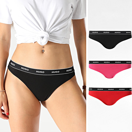 Lot De 3 Strings Femme 50480150 Noir Rose Rouge
