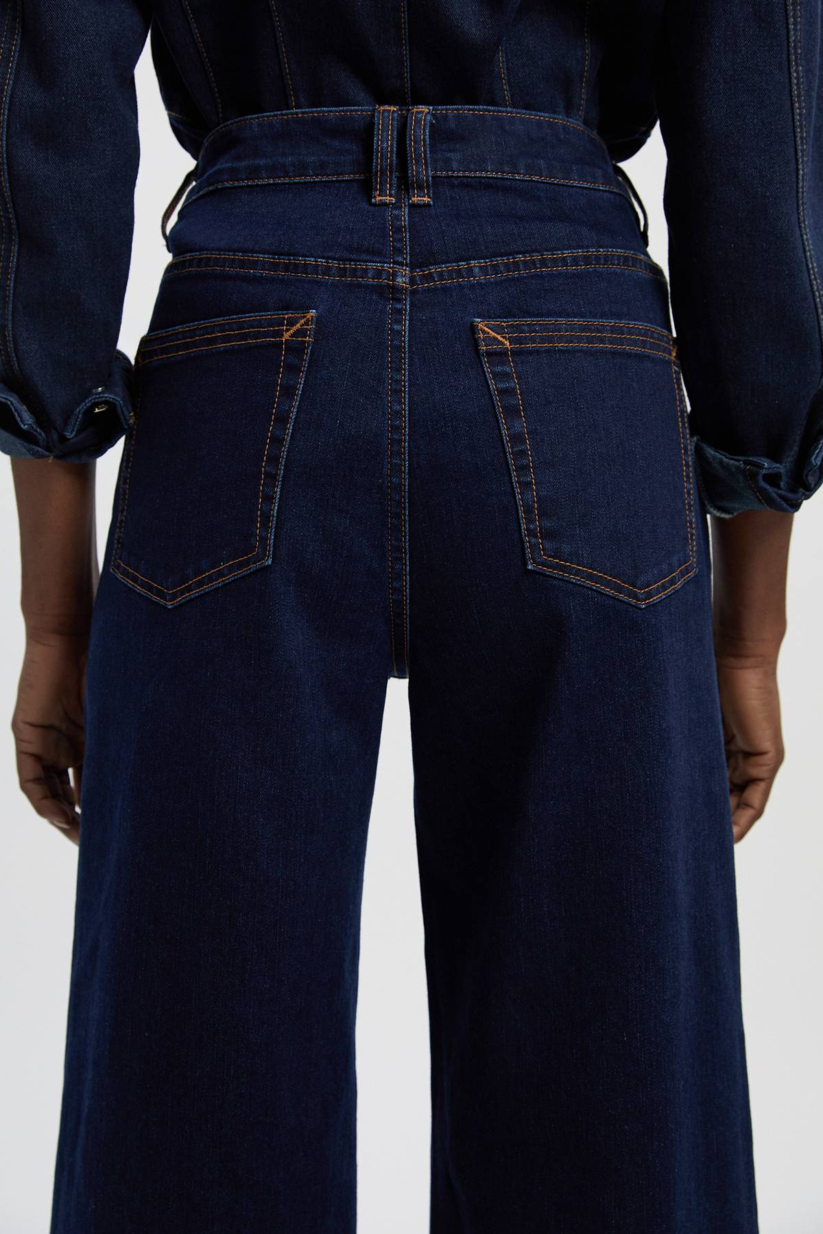 KarenMillen Jean Taille Haute Jambe Large en Denim