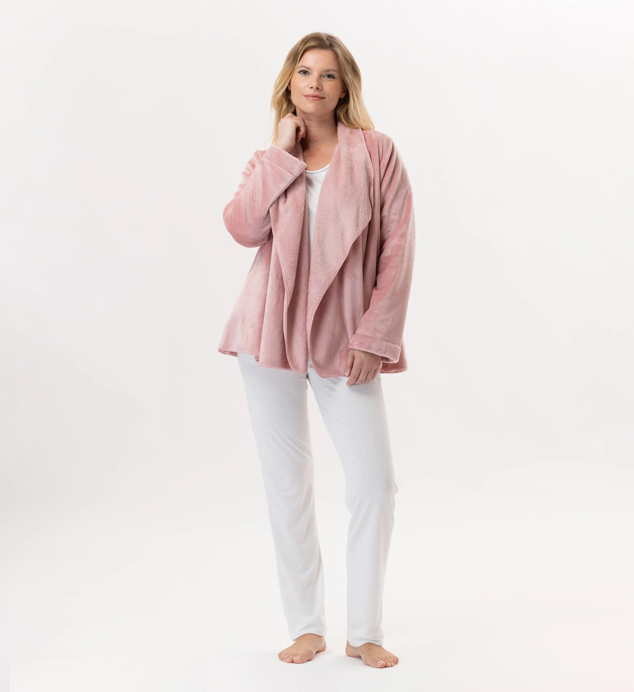 ESSENTIEL 873 - Veste en peluche flanelle | Rose