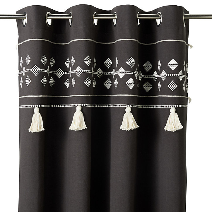 Rideau Eko motif géométrique l.135 x L.240 cm noir