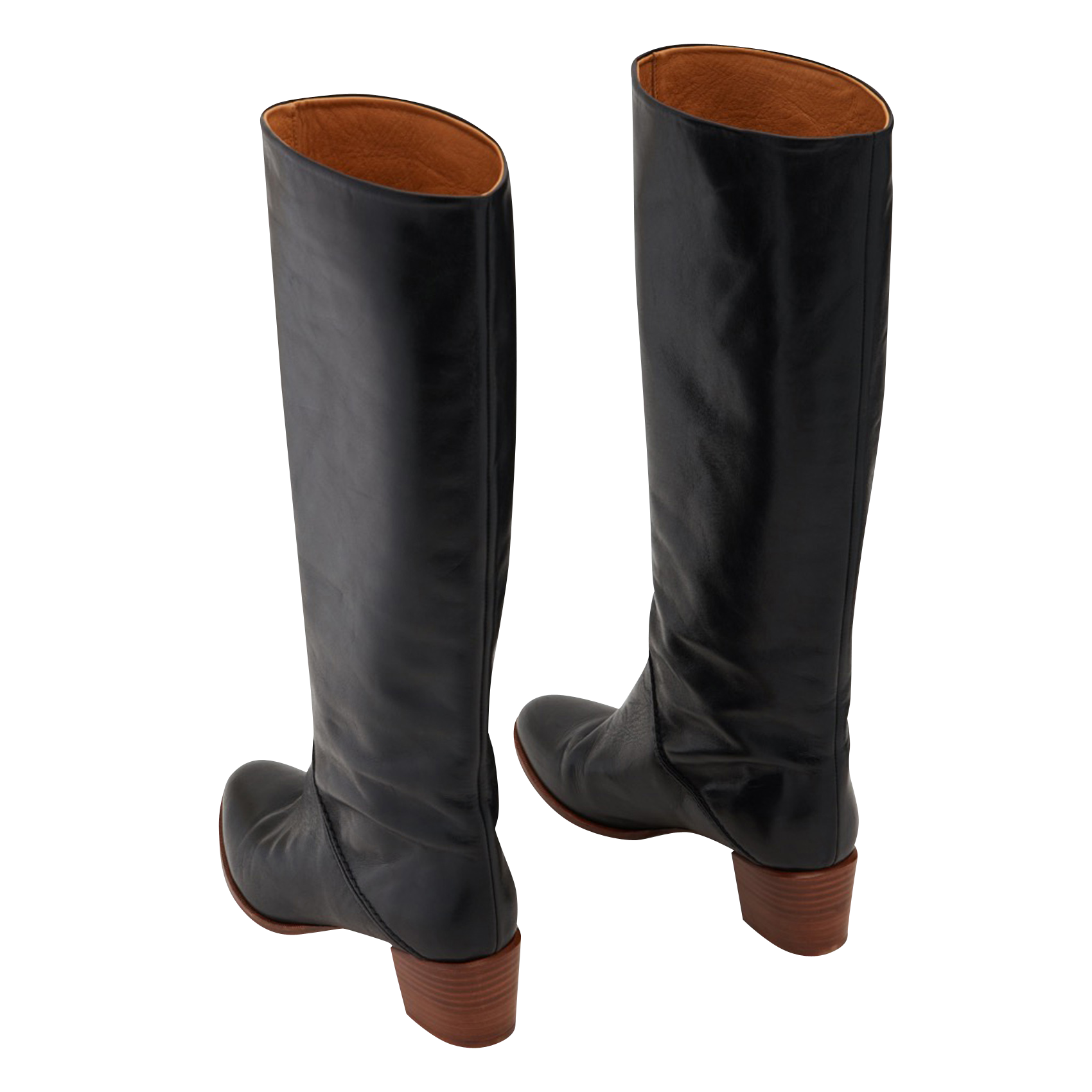 Bottes à talon en cuir | Noir