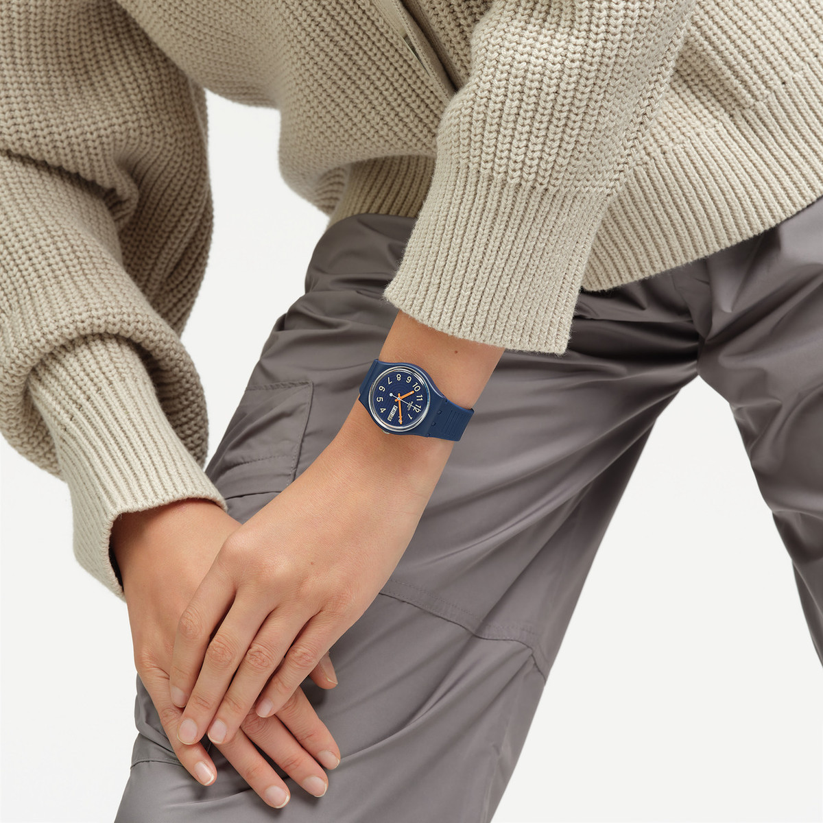 Montre SWATCH Gent biosourced Trendy lines at night homme bracelet silicone bleu