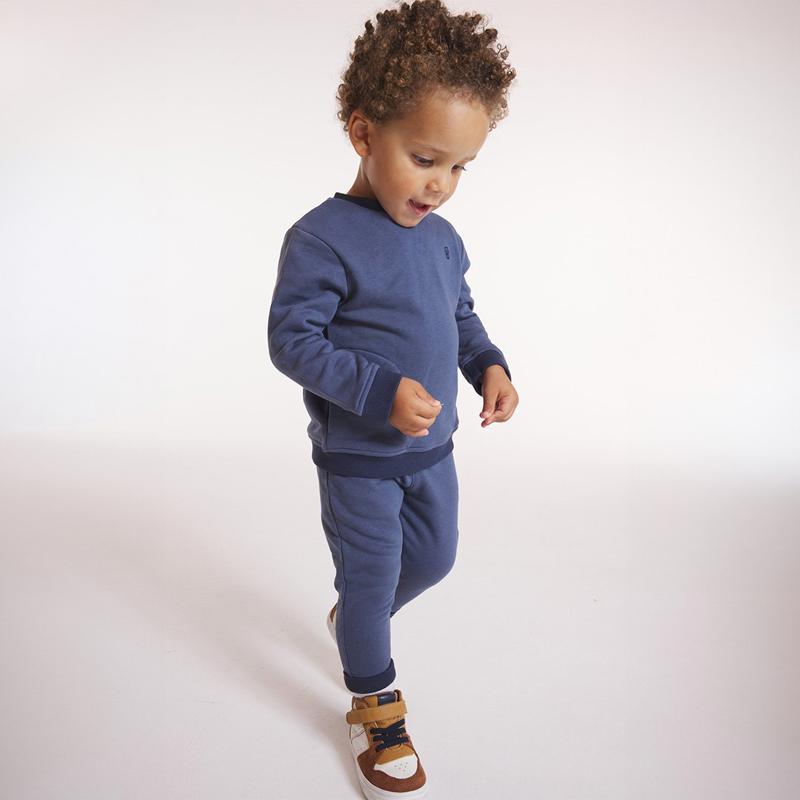 Sweat maille molleton uni bleu bébé garçon Bleu