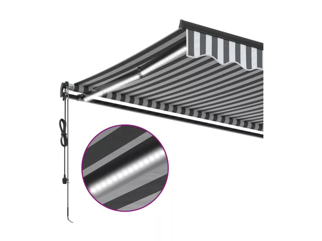 Auvent rétractable automatique avec LED anthracite et blanc