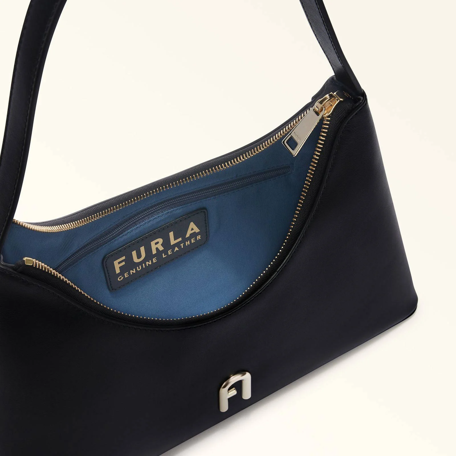 Furla leren schoudertas Diamante S zwart