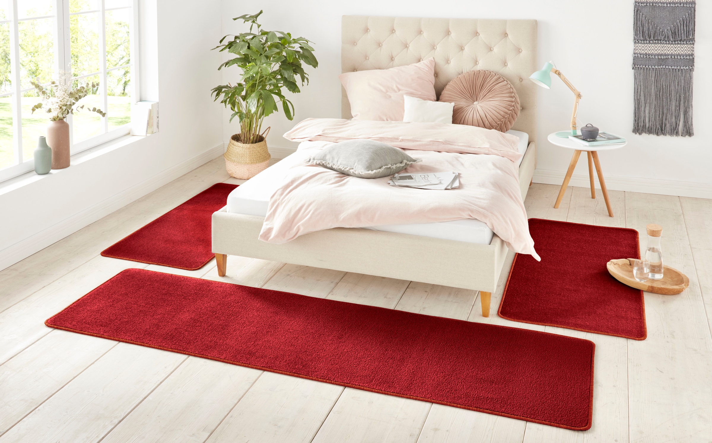 HANSE Home Bettumrandung »Shashi« Höhe 8 mm 3 Stk. tlg. Kurzflor, Unifarben, Teppich, Bettläufer, Bettvorleger, Teppichläufer