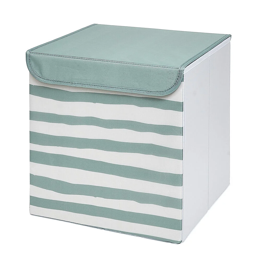 Panière de rangement enfant rayé vert blanc