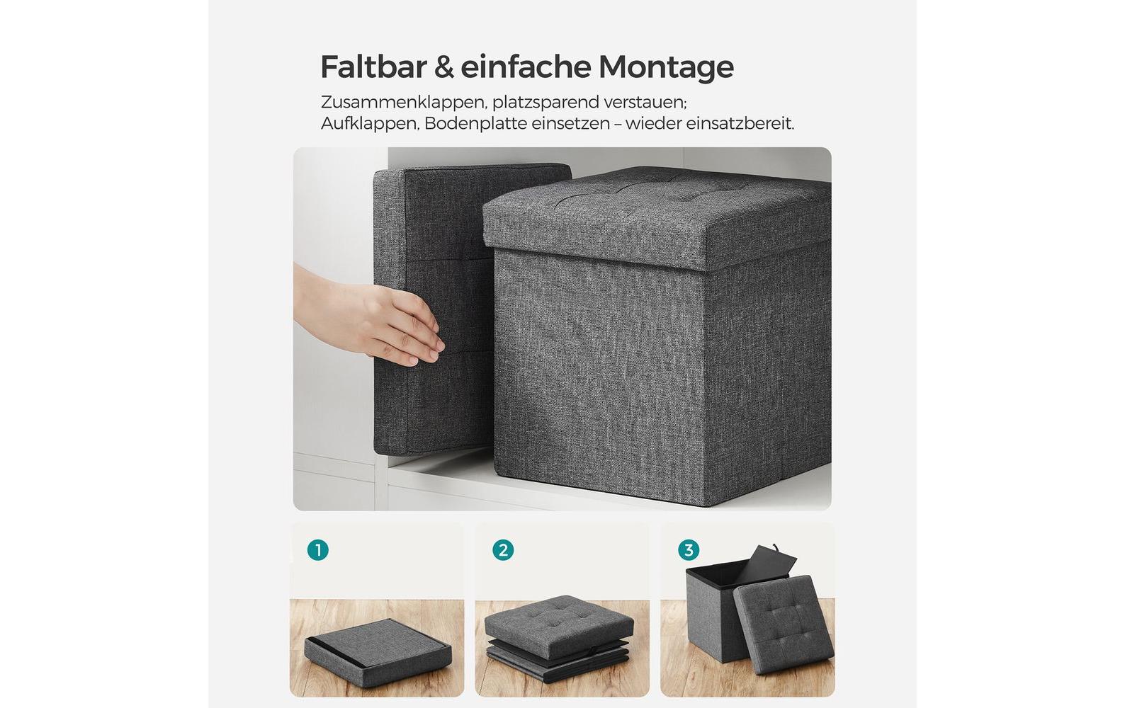 Sitztruhe mit Aufbewahrung 30 x 30 cm, GrauKleiner Sitzwürfel mit Aufbewahrungsbox