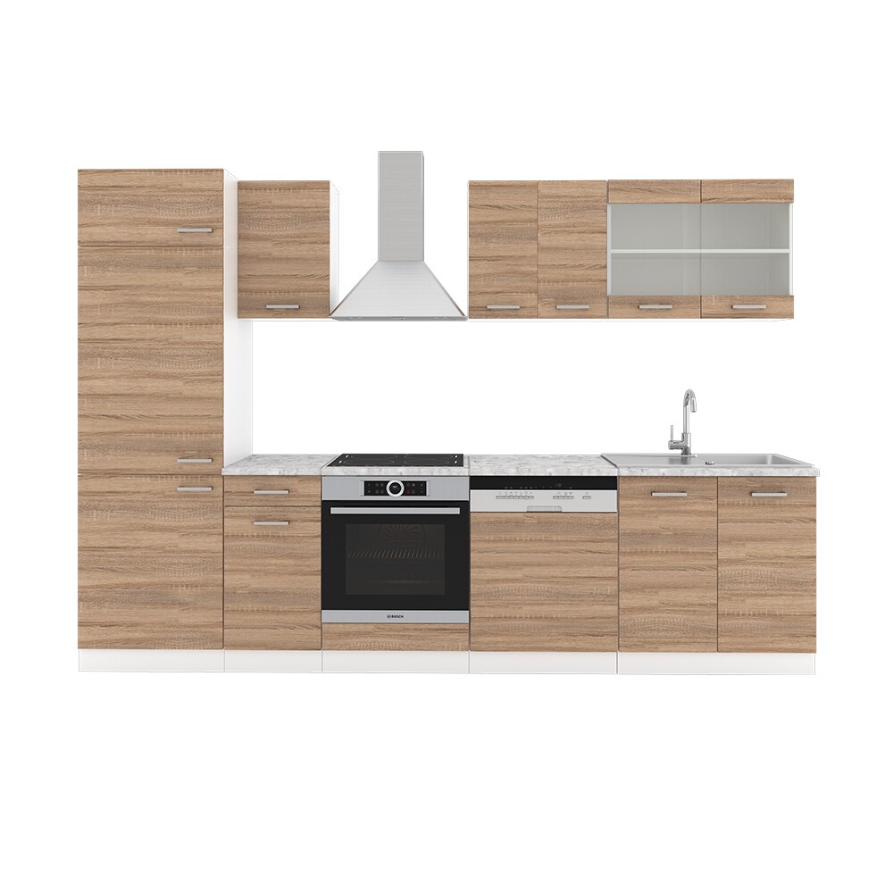 VICCO KÜCHE R-LINE 300 CM KÜCHENZEILE KÜCHENBLOCK EINBAUKÜCHE – SONOMA EICHE