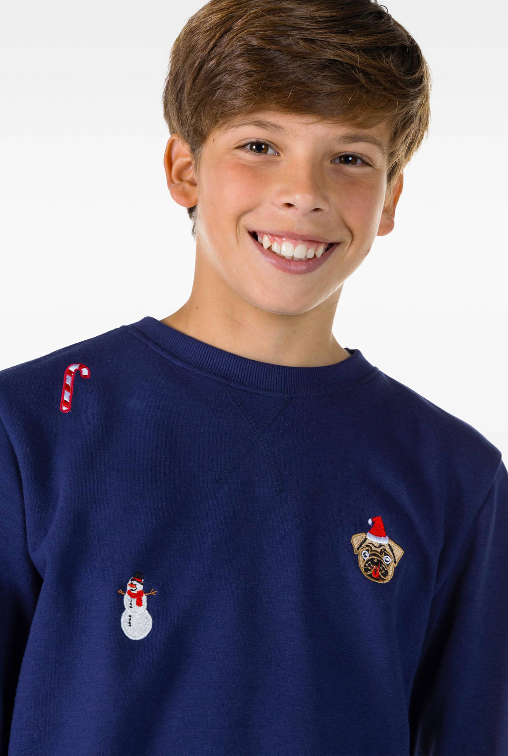OppoSuits kerstsweater X-Mas Icons met all over print donkerblauw