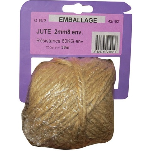 Ficelle jute 0.6/3 x 200gr sur cavalier plastique