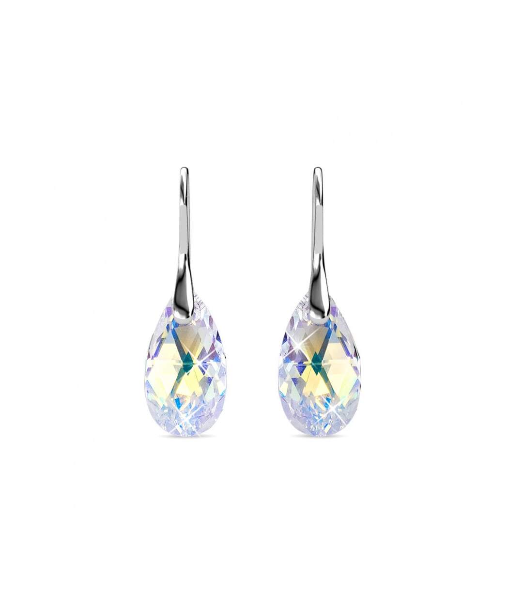Boucles d'oreilles Teardrop Hook - Argenté et Blanc brillant