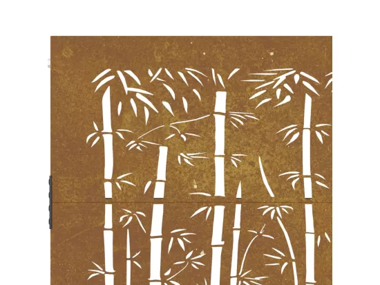 Portail de jardin 105x105 cm acier corten design de bambou