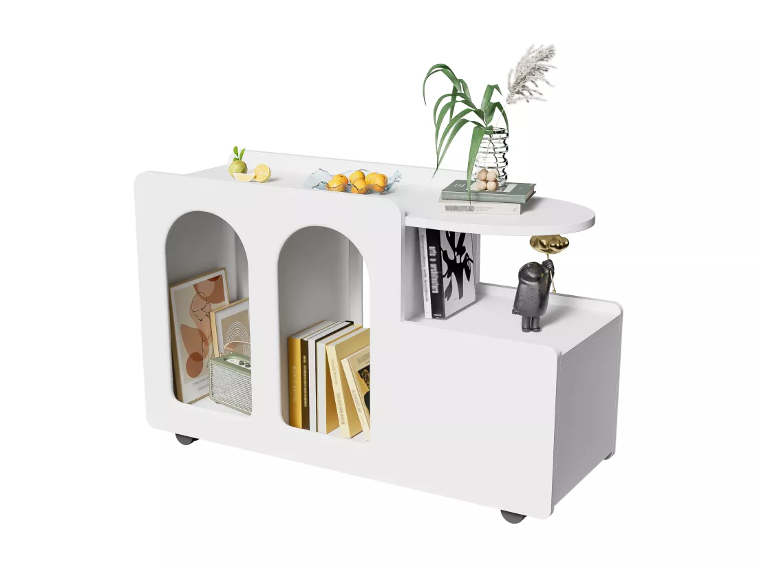 Meuble latéral mobile blanc crème,d82cm×h53cm