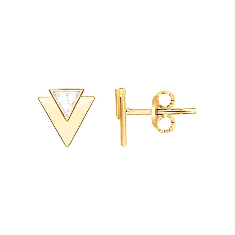 Boucles d'oreilles clous en Plaqué Or avec oxyde de zirconium blanc