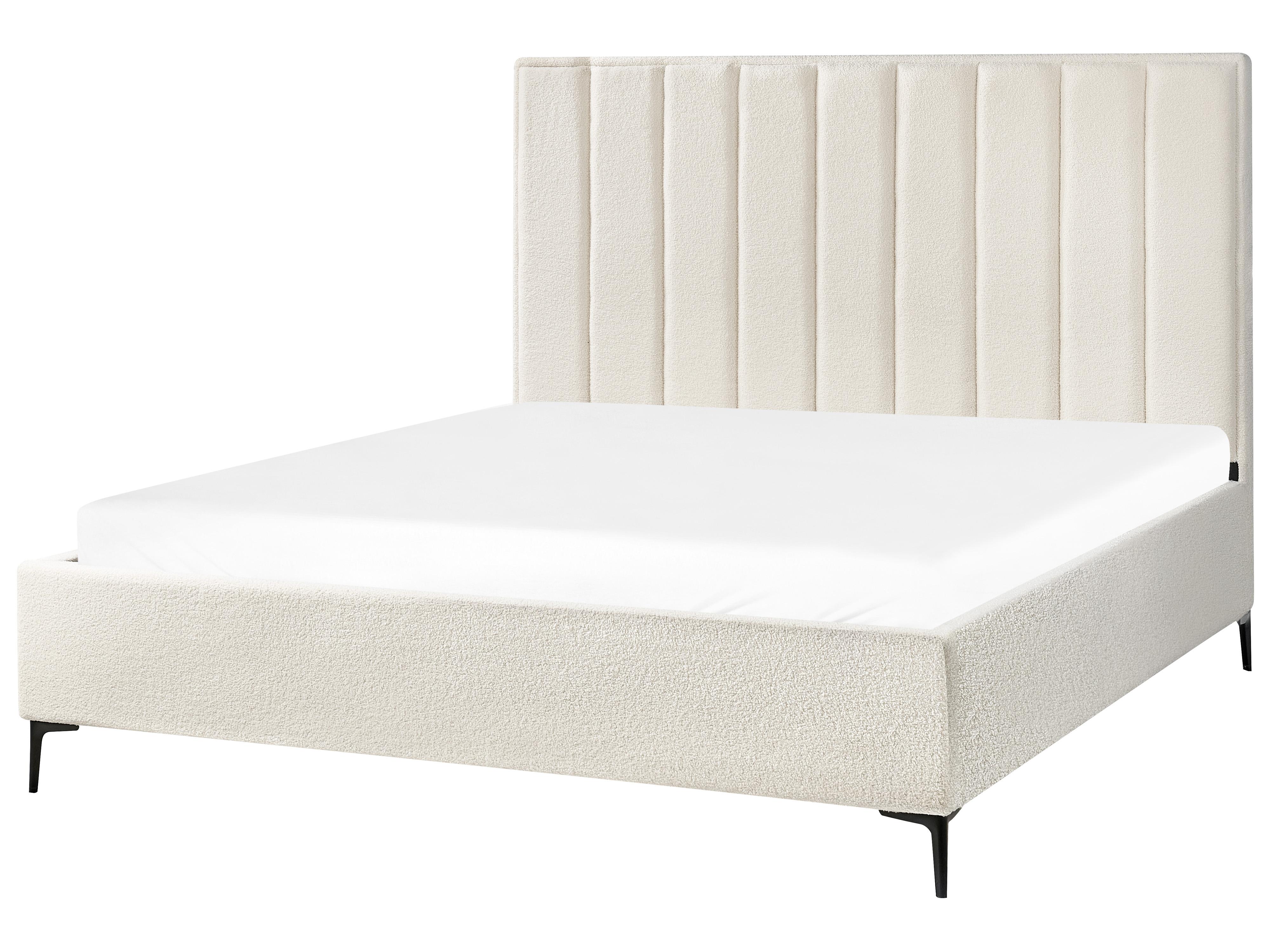 Bed met opbergruimte Bouclé SEZANNE 180 x 200 cm Gebroken wit