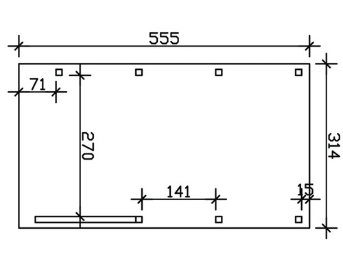 SKAN HOLZ Friesland enkele carport met inrijboog en H-paalankers 314x555 cm geïmpregneerd