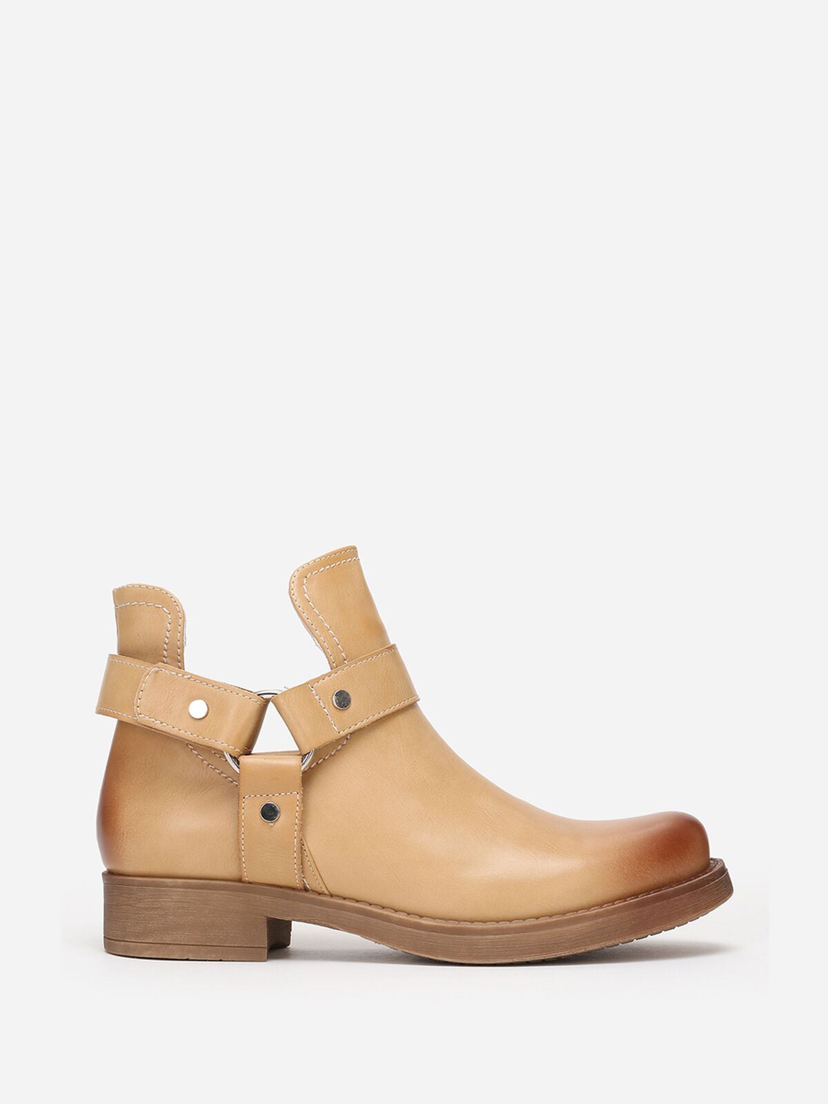 Bottines ajourées avec brides- Beige