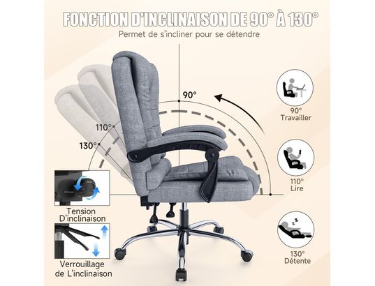 RATTANTREE - Fauteuil de bureau inclinable gris