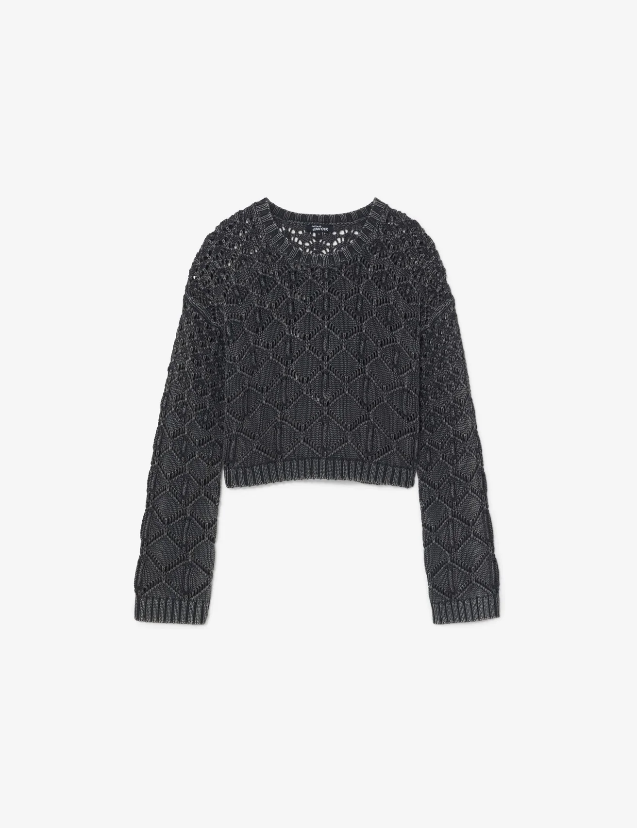Pull court ajouré gris foncé