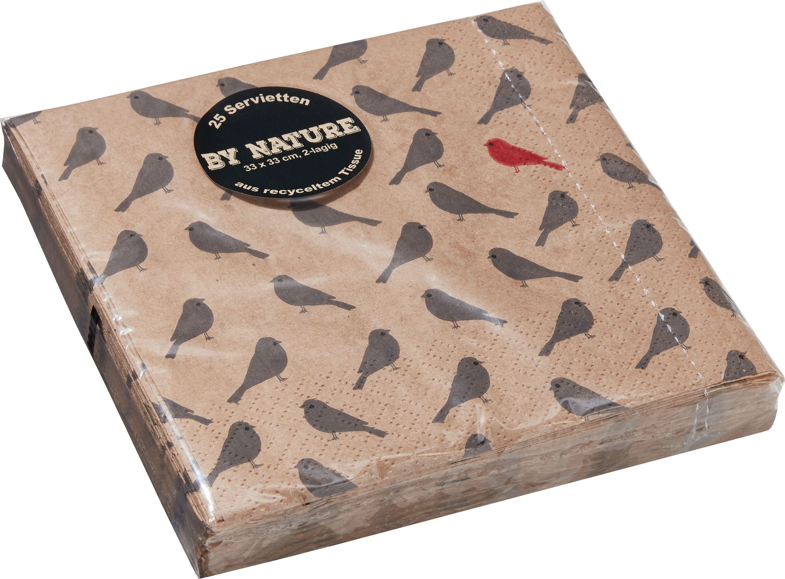 BIRD Papierservietten - Grau, Natur / B: 33.0 cm x T: 33.0 cm x H: 0.1 cm