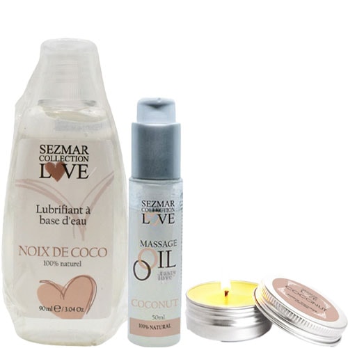 Pack lubrifiant & huile de massage - Noix de coco - 3 produits