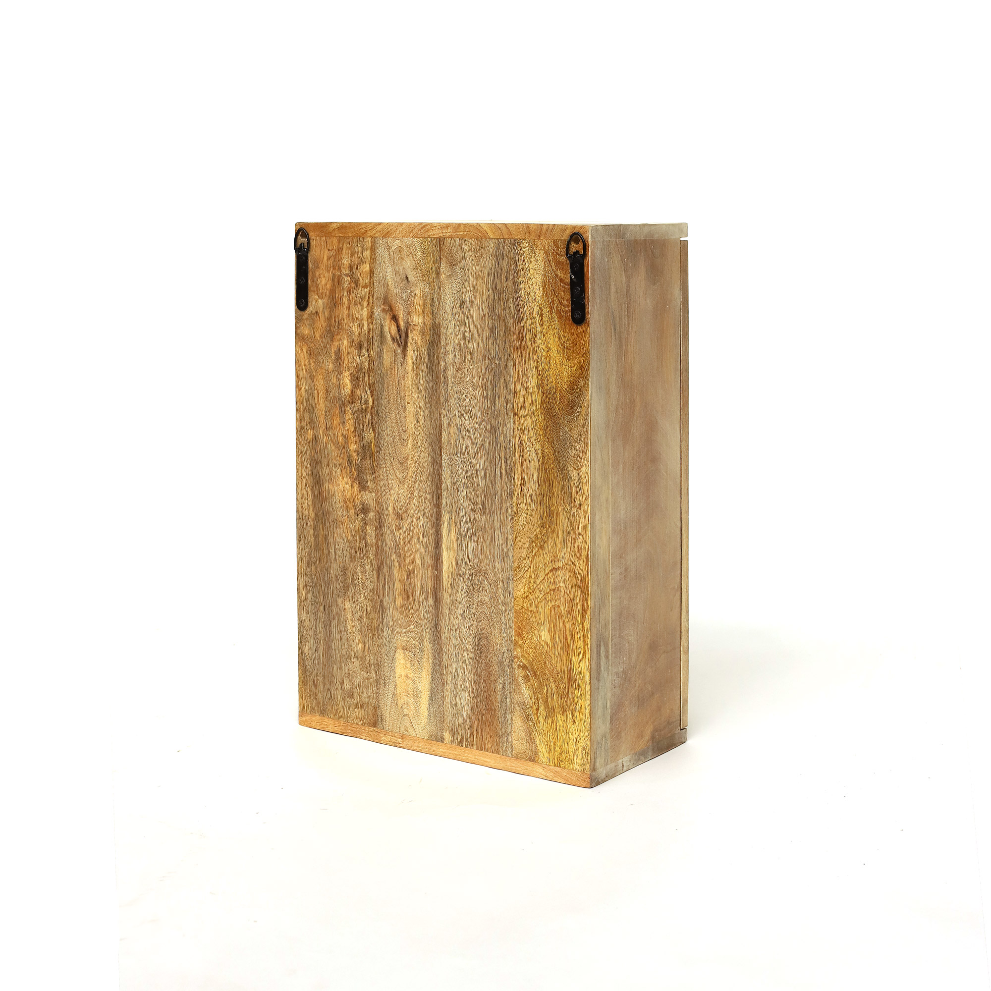 Hängeschrank mit Spiegel, natur, weiß, H 58 cm, B 40 cm, L 20 cm von fischer's lagerhaus
