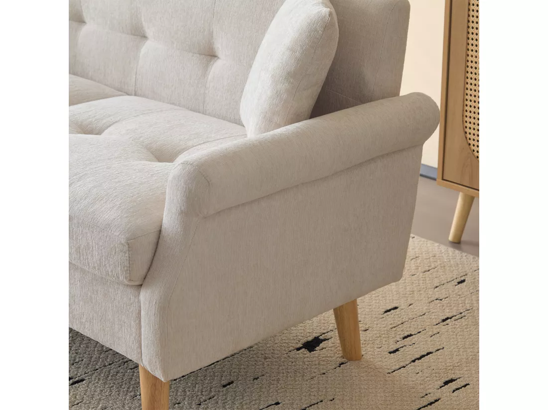 Haobosic - Canapé Double Moderne en Tissu Chenille avec Coussins Épais et Pieds en Bois Massif, Design Ergonomique - Idéal pour Salon, Chambre