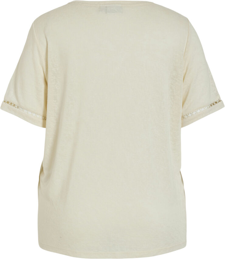 Vila VINULAN V-NECK S/S LACE T-SHRT/CUR Birch