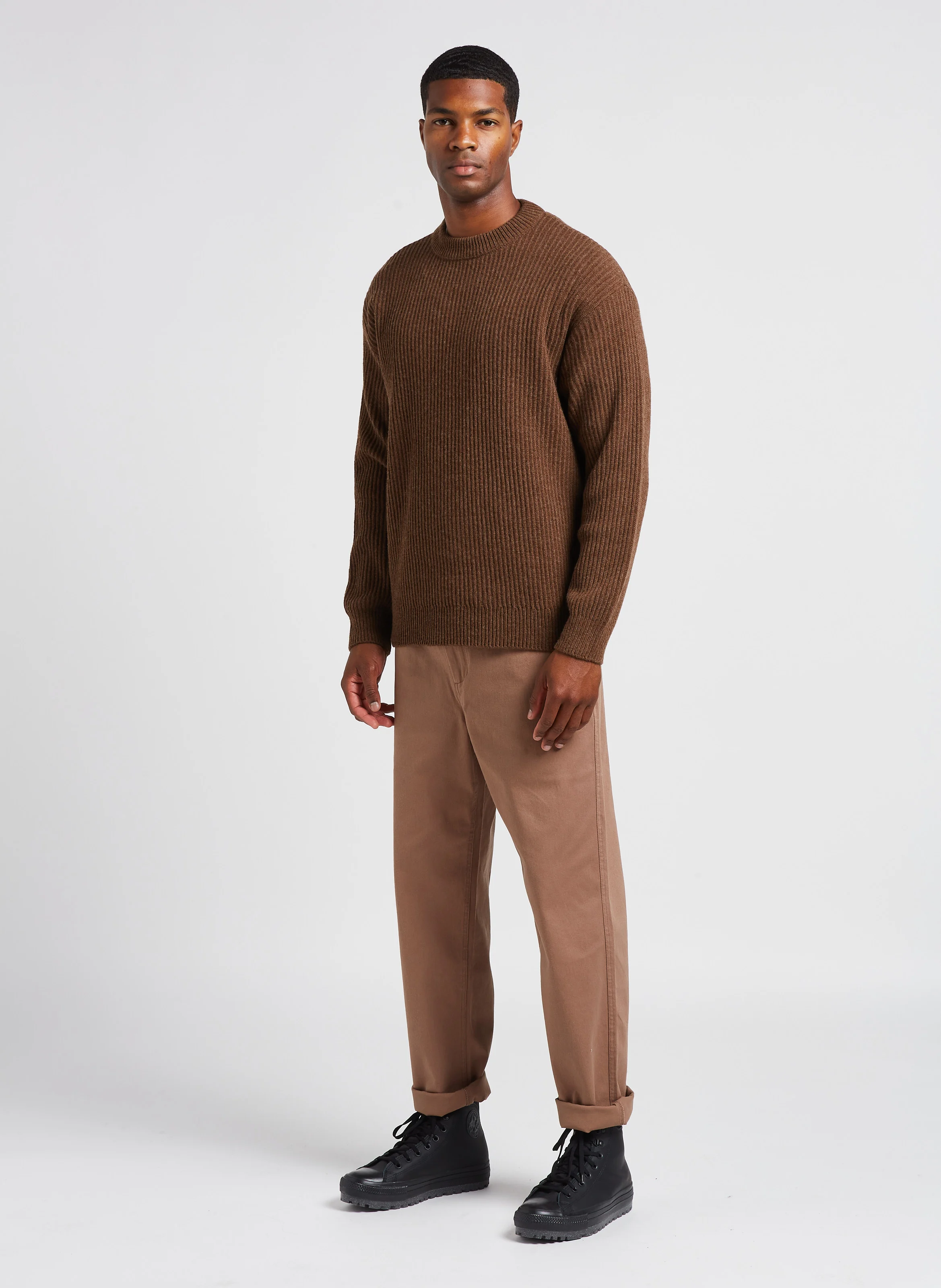 Zace - Pantalon droit en coton mélangé | Beige