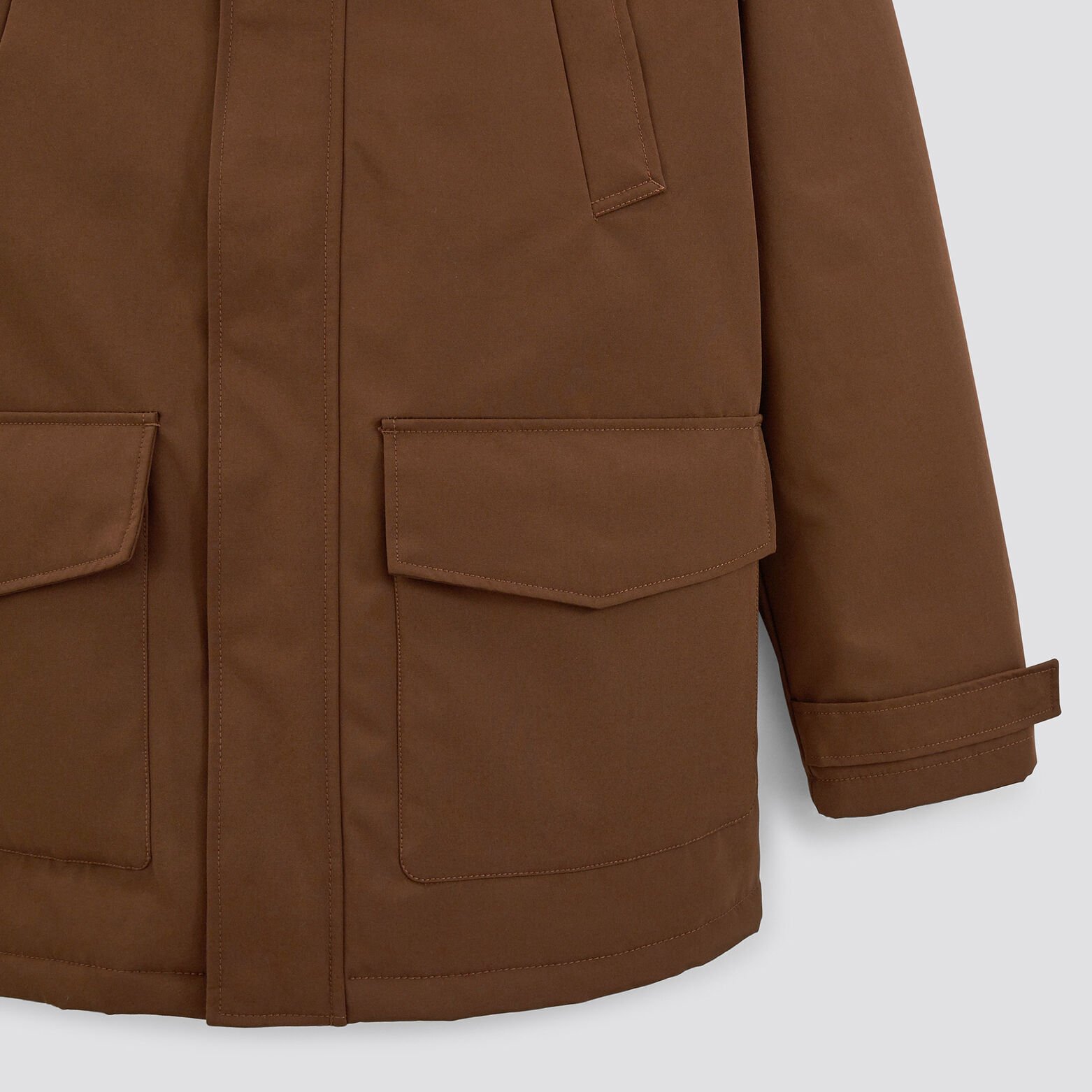 Parka courte à capuche Camel