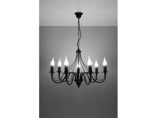 Sollux MINERWA Lustre à 7 bras multiples noir, E14