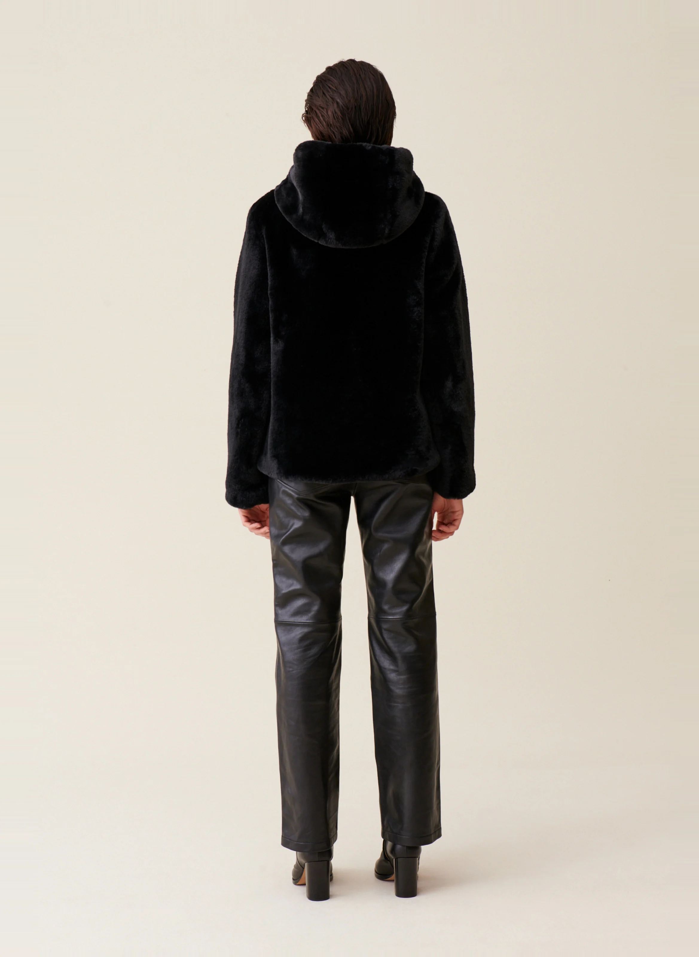 Veste à capuche droite | Noir