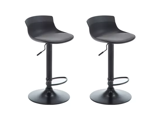 Lot de 2 tabourets de bar ALBEDO - Polypropylène et Tissu - Hauteur réglable - Bicolore - Noir et Gris