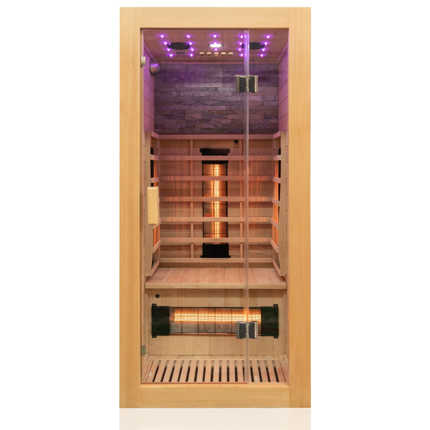 Dewello® Infrarotkabine Infrarotsauna MILTON 90cm x 90cm inkl. 4 Vollspektrumstrahler, Bodenstrahler, 1 Person, LED