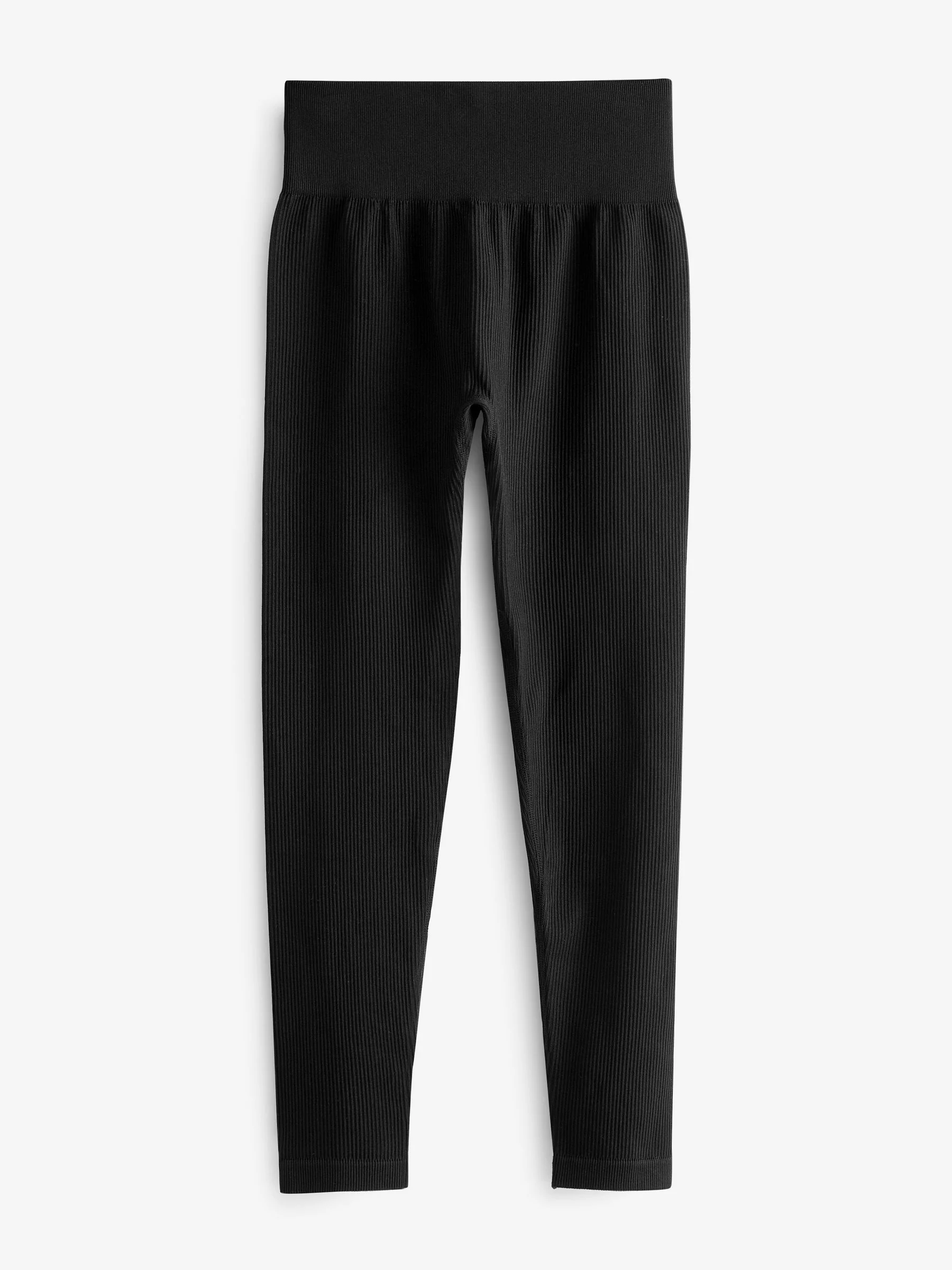 Zwart - Geribbelde naadloze legging met hoge taille