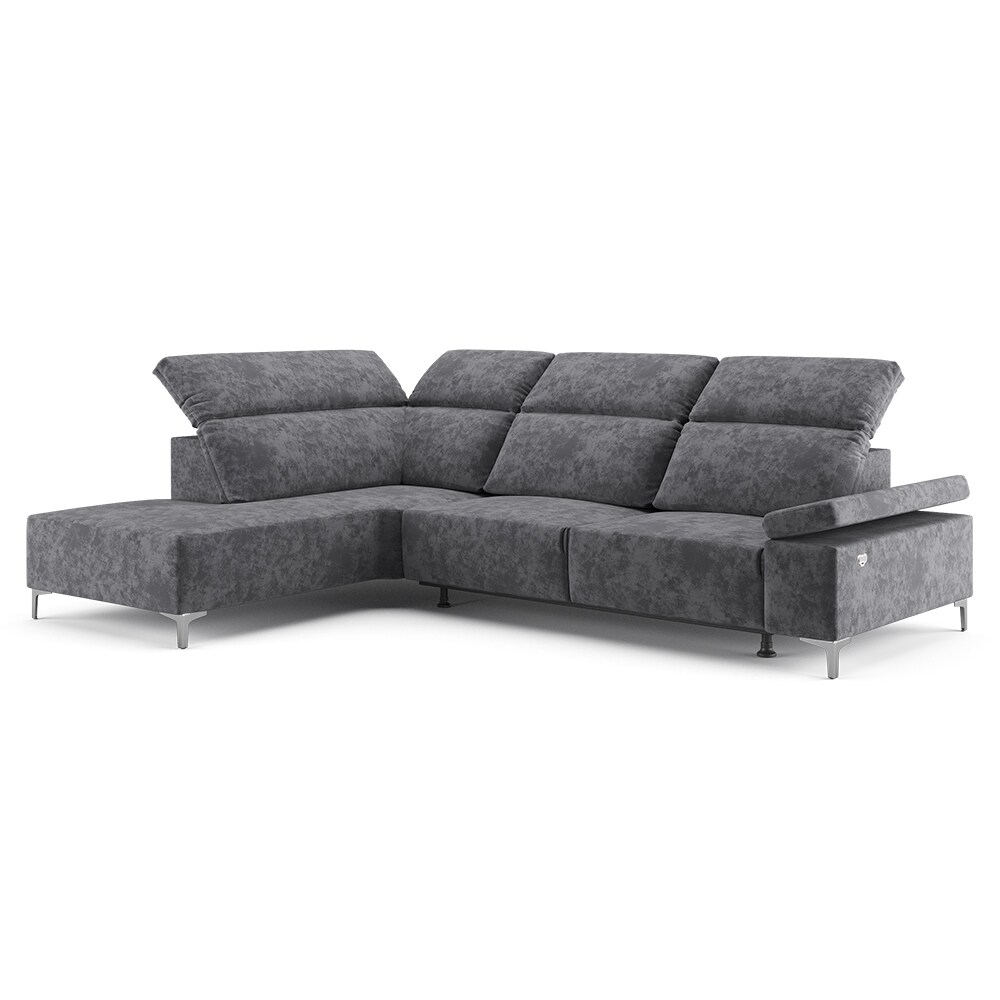 VitaliSpa Ecksofa Loungesofa Boxspringsofa James Anthrazit Relaxfunktion 218x86 cm modern Wohnzimmer Sofa Wohnzimmercouch Loungeecke Polstereckcouch Taschenfederkern USB-Anschluss Fußteil ausfahrbar
