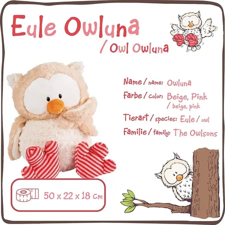 NICI Eule Owluna mit drehbarem Kopf, Plüschtier, 50 cm