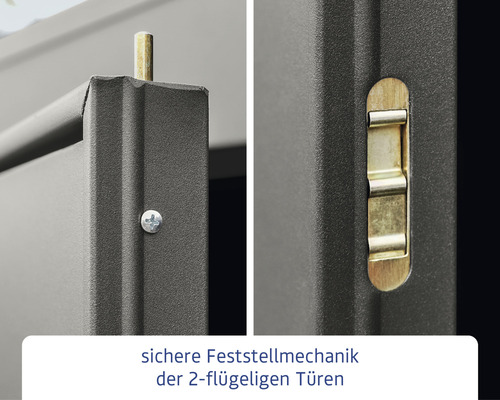 Hörmann EcoStar Elegant-P Type 2 tuinhuis, RAL9007, dubbele deur, 247,9 x 283,4 cm, grijs