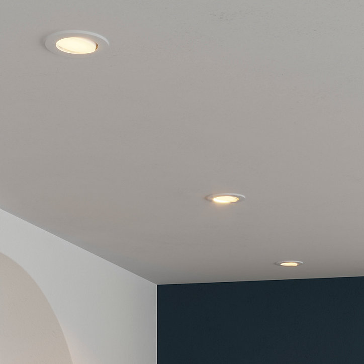 3 spots encastrables Quimby LED intégrée blanc chaud IP20 dimmable 350lm 5.5W Ø8.5xH.5.2cm blanc GoodHome