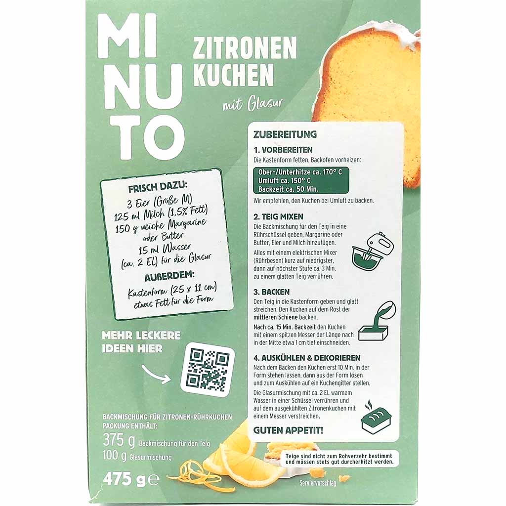 Minuto Zitronen Kuchen mit Glasur 475g MHD:28.2.25