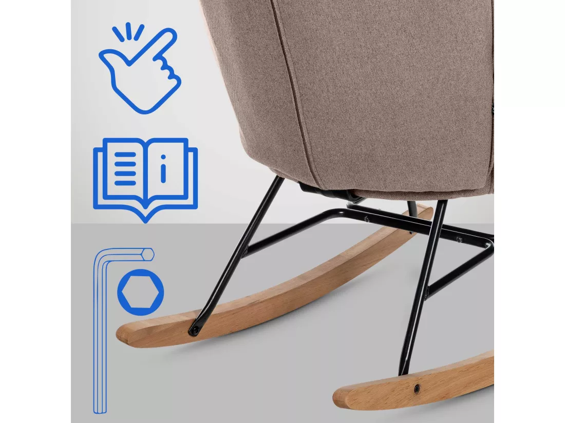Chaise à bascule - Tissu & Métal - Taupe - Sanka