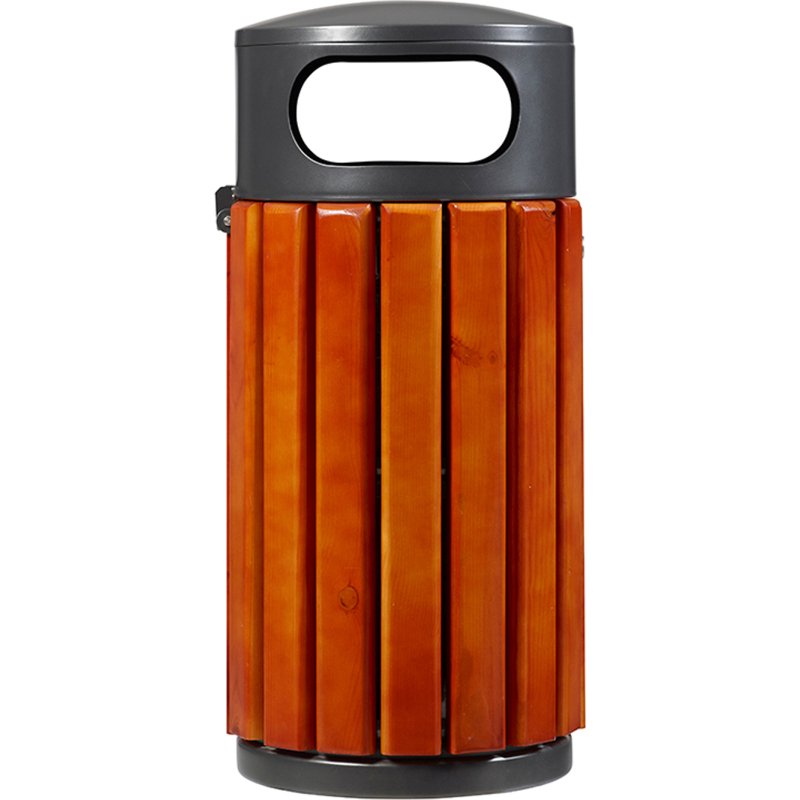 Corbeille Zeno 40 litres Rossignol ronde extérieur bois