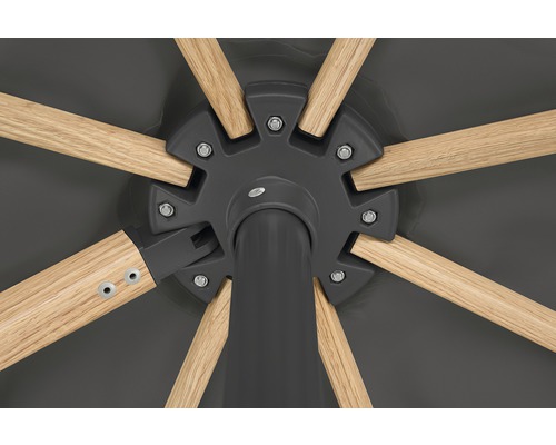 Schneider Rhodos Twist Woody parasol, 300 x 300 cm, H 264 cm, antraciet
