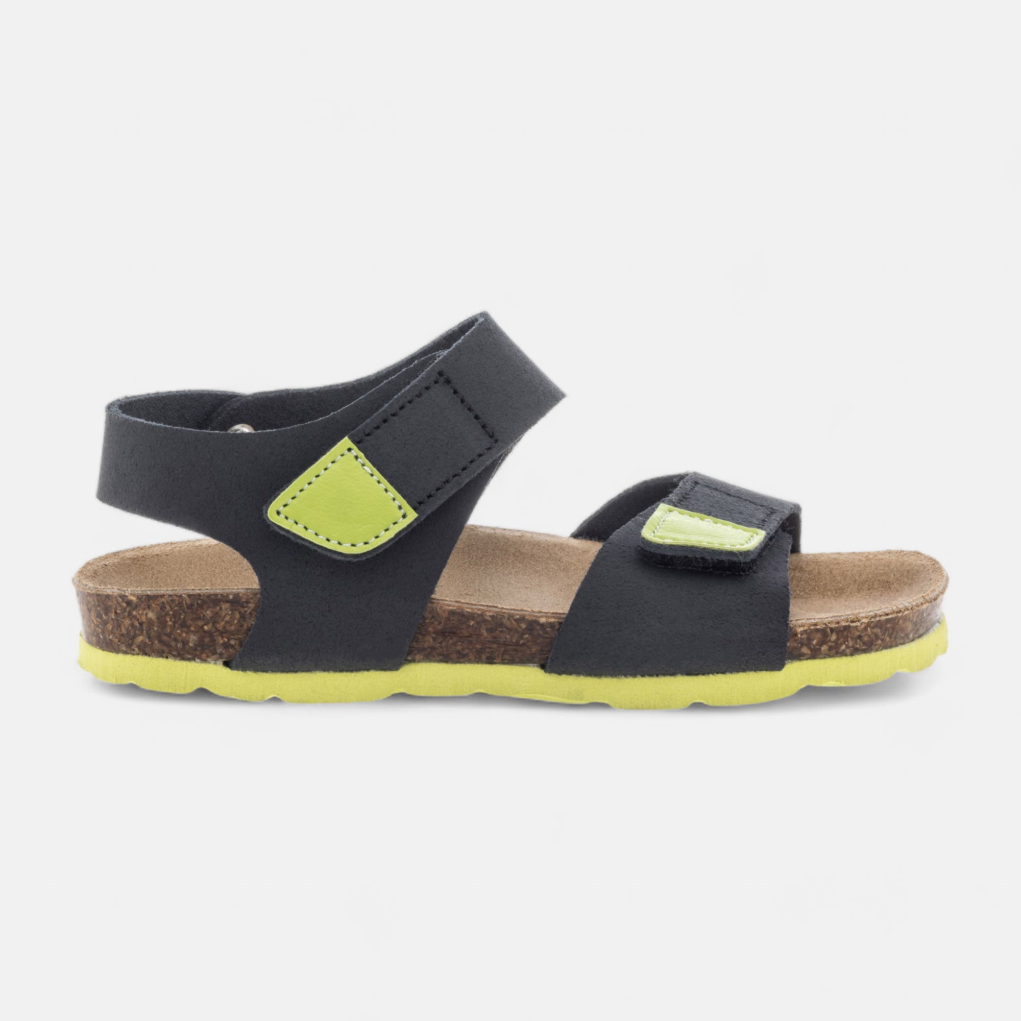 Mules semelle liège Garçon en cuir bleu marine