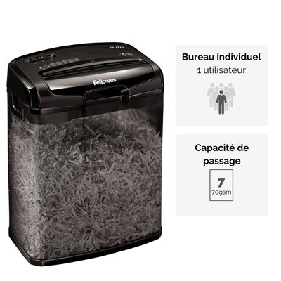 Fellowes Powershred M-7CM - destructeur de documents coupe croisée - 7 feuilles - Corbeille 13 litres transparente en maille
