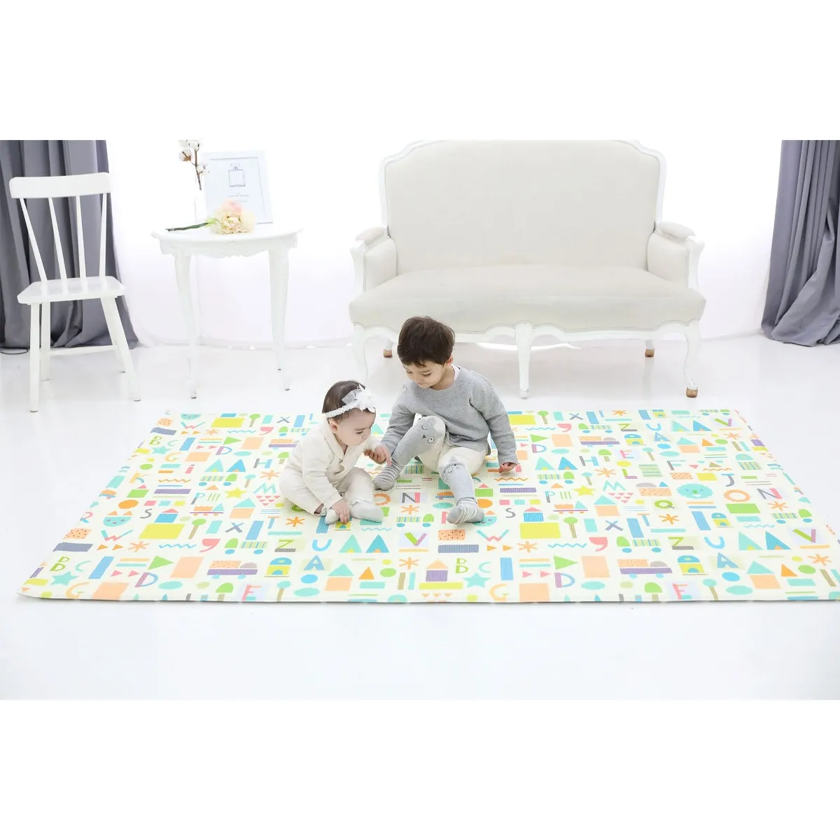 Baby Care Tapis de Jeux Réversible Petit - Pétales de Mer