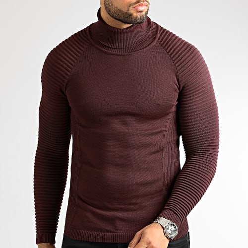 Pull Col Roulé Avec Empiecement 0197 Bordeaux